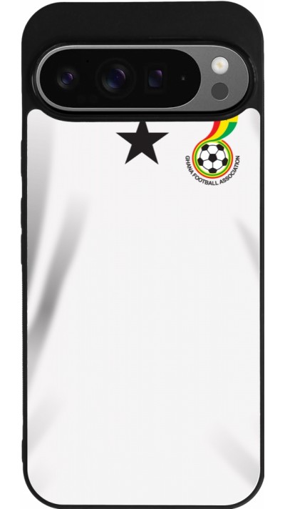 Coque Google Pixel 9 Pro XL - Silicone rigide noir Maillot de football Ghana 2022 personnalisable