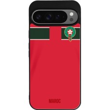 Coque Google Pixel 9 Pro XL - Silicone rigide noir Maillot de football Maroc 2022 personnalisable
