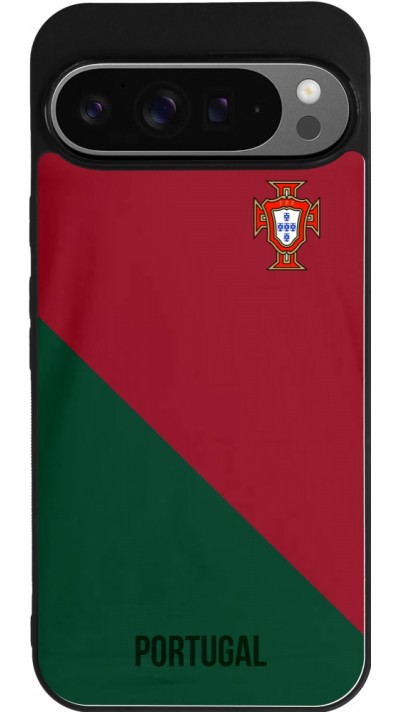 Coque Google Pixel 9 Pro XL - Silicone rigide noir Maillot de football Portugal 2022
