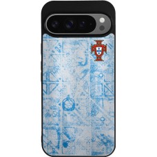 Coque Google Pixel 9 Pro XL - Silicone rigide noir Maillot de football Portugal Extérieur personnalisable