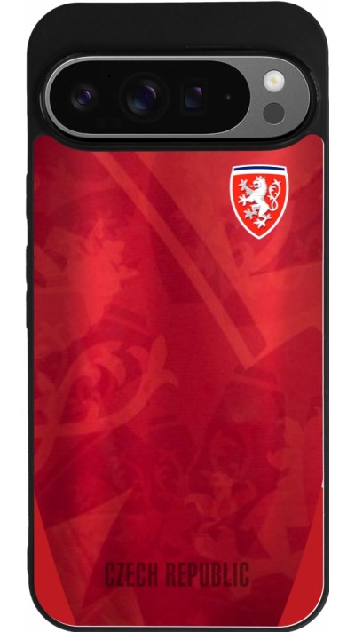 Coque Google Pixel 9 Pro XL - Silicone rigide noir Maillot de football République Tchèque personnalisable