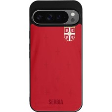 Coque Google Pixel 9 Pro XL - Silicone rigide noir Maillot de football Serbie 2022 personnalisable