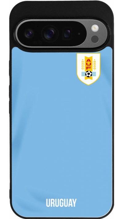 Coque Google Pixel 9 Pro XL - Silicone rigide noir Maillot de football Uruguay 2022 personnalisable