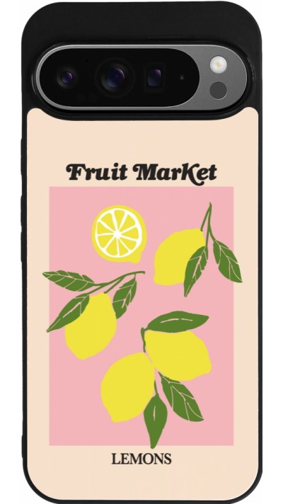 Google Pixel 9 Pro XL Case Hülle - Silikon schwarz Fruit market lemons 2026