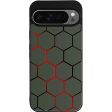 Google Pixel 9 Pro XL Case Hülle - Silikon schwarz Geometric Line red