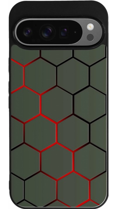 Coque Google Pixel 9 Pro XL - Silicone rigide noir Geometric Line red