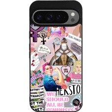 Coque Google Pixel 9 Pro XL - Silicone rigide noir Girl Power Collage