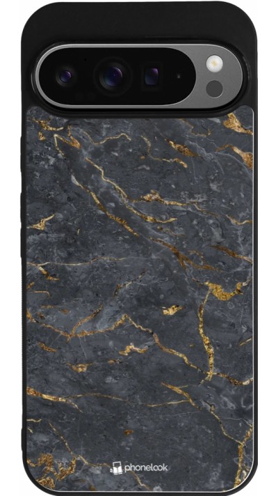 Coque Google Pixel 9 Pro XL - Silicone rigide noir Grey Gold Marble