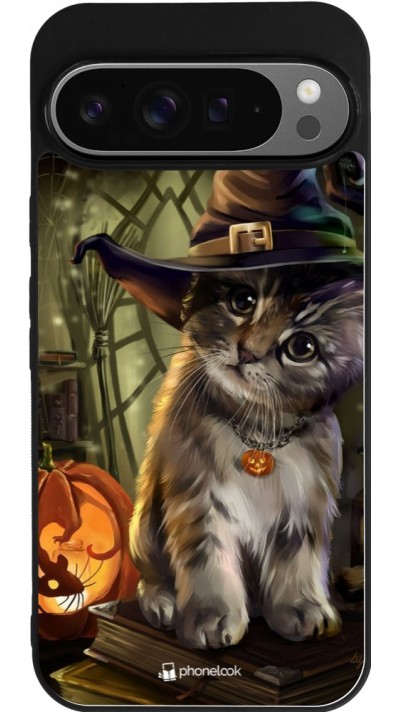 Coque Google Pixel 9 Pro XL - Silicone rigide noir Halloween 21 Witch cat