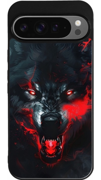 Coque Google Pixel 9 Pro XL - Silicone rigide noir Halloween 2024 mad werewolf