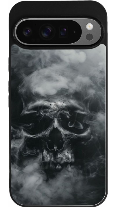 Coque Google Pixel 9 Pro XL - Silicone rigide noir Halloween 2024 smoky skull