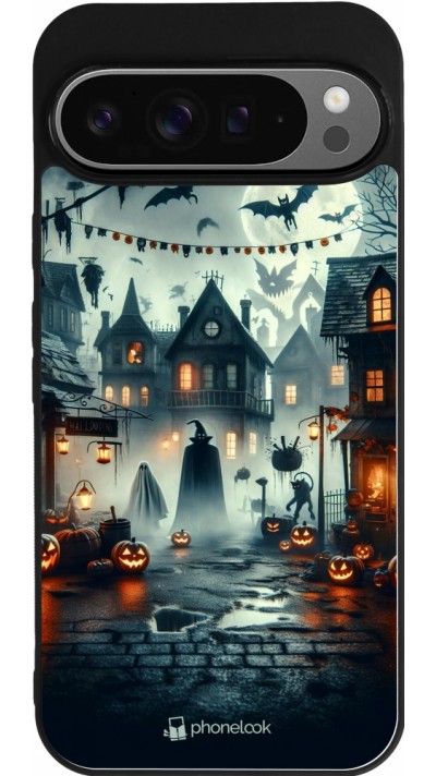 Coque Google Pixel 9 Pro XL - Silicone rigide noir Halloween Spookville