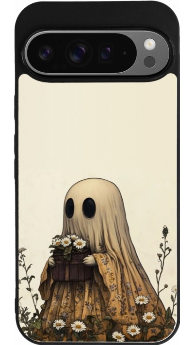 Coque Google Pixel 9 Pro XL - Silicone rigide noir Halloween 2025 Ghost gardener