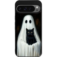 Google Pixel 9 Pro XL Case Hülle - Silikon schwarz Halloween 2025 Ghost with black cat