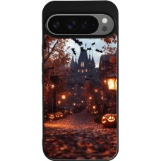 Coque Google Pixel 9 Pro XL - Silicone rigide noir Halloween 2025 Haunted house