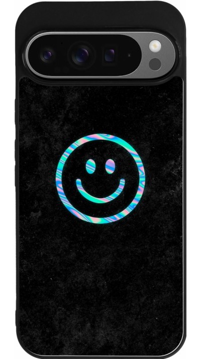 Coque Google Pixel 9 Pro XL - Silicone rigide noir Happy smiely irisé