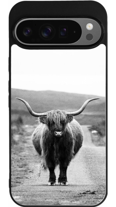 Coque Google Pixel 9 Pro XL - Silicone rigide noir Highland cattle