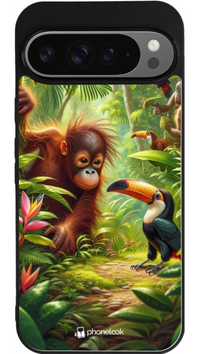 Coque Google Pixel 9 Pro XL - Silicone rigide noir Jungle Tropicale Tayrona