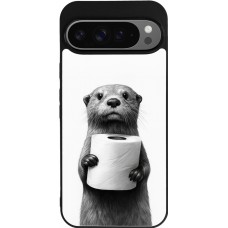 Google Pixel 9 Pro XL Case Hülle - Silikon schwarz Otter Toilettenpapier