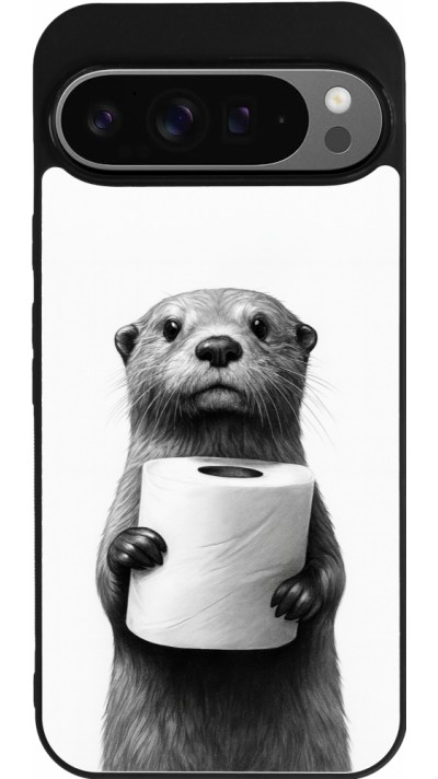 Coque Google Pixel 9 Pro XL - Silicone rigide noir Loutre papier de toilette
