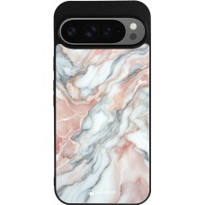 Coque Google Pixel 9 Pro XL - Silicone rigide noir Marbre Rose Lumineux