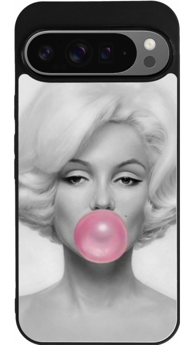 Coque Google Pixel 9 Pro XL - Silicone rigide noir Marilyn Bubble