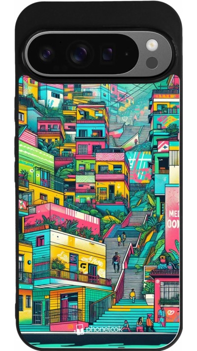 Coque Google Pixel 9 Pro XL - Silicone rigide noir Medellin Comuna 13 Art