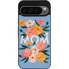 Coque Google Pixel 9 Pro XL - Silicone rigide noir Mom 2026 Flowers