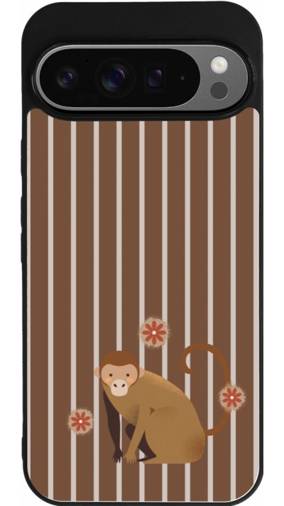 Coque Google Pixel 9 Pro XL - Silicone rigide noir Monkey with stripes