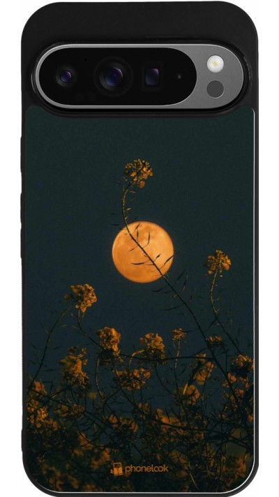 Coque Google Pixel 9 Pro XL - Silicone rigide noir Moon Flowers