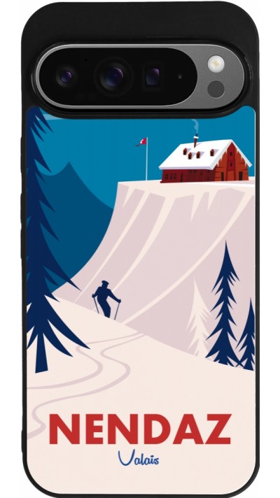 Coque Google Pixel 9 Pro XL - Silicone rigide noir Nendaz Cabane Ski