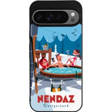 Coque Google Pixel 9 Pro XL - Silicone rigide noir Nendaz Mountain Jacuzzi