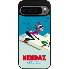 Coque Google Pixel 9 Pro XL - Silicone rigide noir Nendaz Ski Downhill