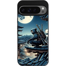 Coque Google Pixel 9 Pro XL - Silicone rigide noir Ninja sous la lune