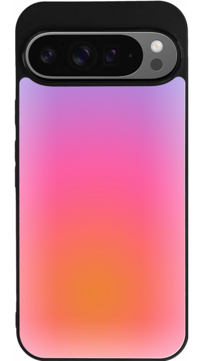 Coque Google Pixel 9 Pro XL - Silicone rigide noir Orange Pink Blue Gradient