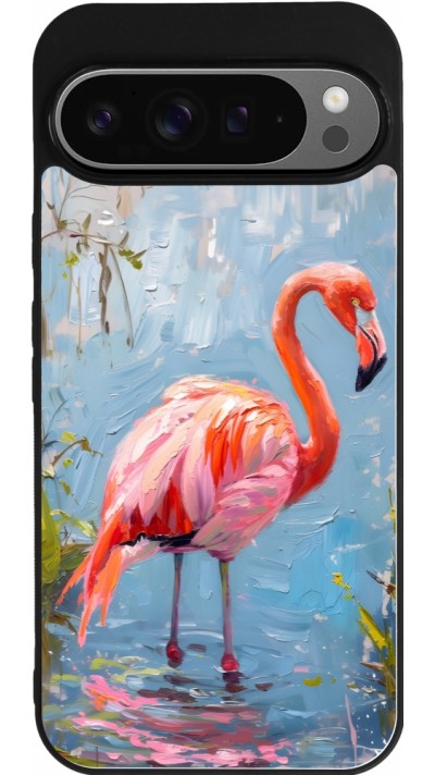 Coque Google Pixel 9 Pro XL - Silicone rigide noir Paint Flamingo