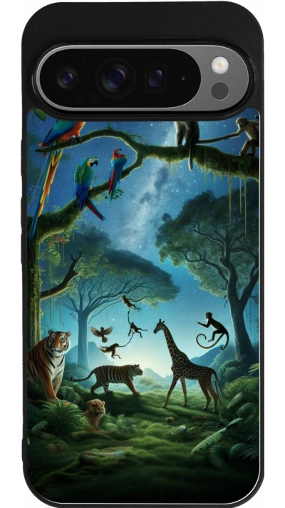 Coque Google Pixel 9 Pro XL - Silicone rigide noir Paradis des animaux exotiques