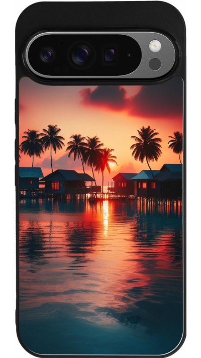 Coque Google Pixel 9 Pro XL - Silicone rigide noir Paradis Maldives
