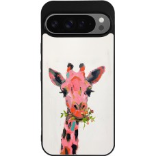 Coque Google Pixel 9 Pro XL - Silicone rigide noir Pink Girafe Paint