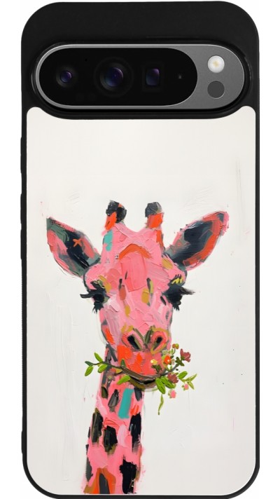 Coque Google Pixel 9 Pro XL - Silicone rigide noir Pink Girafe Paint