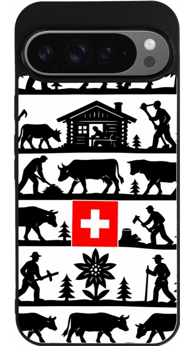 Coque Google Pixel 9 Pro XL - Silicone rigide noir Poya Suisse 1