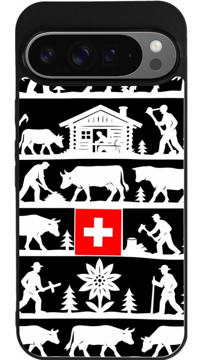 Coque Google Pixel 9 Pro XL - Silicone rigide noir Poya Suisse 1 noir