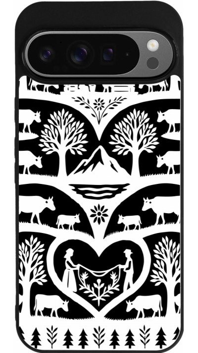 Coque Google Pixel 9 Pro XL - Silicone rigide noir Poya Suisse 2 noir