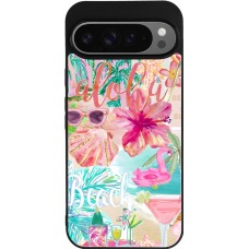 Coque Google Pixel 9 Pro XL - Silicone rigide noir Preppy Collage Aloha
