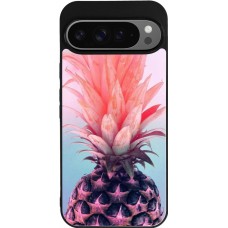 Coque Google Pixel 9 Pro XL - Silicone rigide noir Purple Pink Pineapple
