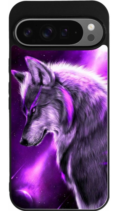 Coque Google Pixel 9 Pro XL - Silicone rigide noir Purple Sky Wolf
