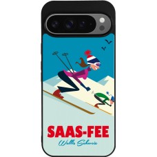 Coque Google Pixel 9 Pro XL - Silicone rigide noir Saas-Fee Ski Downhill