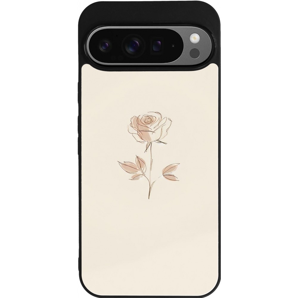 Coque Google Pixel 9 Pro XL - Silicone rigide noir Sable Rose Minimaliste