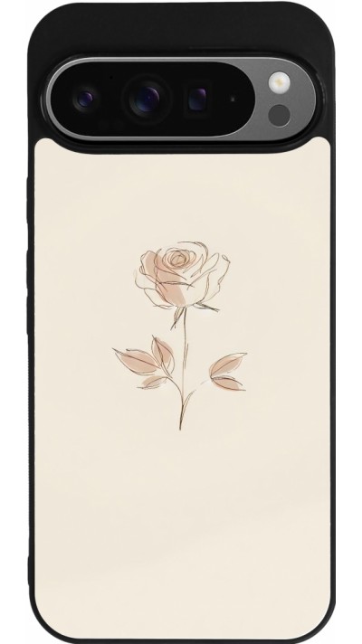 Coque Google Pixel 9 Pro XL - Silicone rigide noir Sable Rose Minimaliste