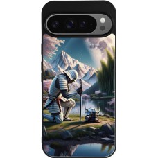 Coque Google Pixel 9 Pro XL - Silicone rigide noir Samurai Katana Lune
